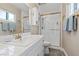 Bright bathroom with walk-in shower and classic white tile at 2885 Horseshoe Dr, Las Vegas, NV 89120