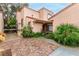 Charming home featuring a stucco exterior, brick paved drive, and desert landscaping at 3246 Brookfield Dr, Las Vegas, NV 89120