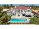 Aerial view featuring a beautiful pool, patio, and lush landscaping at 35 Ventana Canyon Dr, Las Vegas, NV 89113