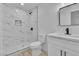 Modern bathroom featuring a tiled shower and updated vanity at 617 Stanford St, Las Vegas, NV 89107