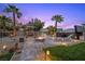 Backyard with gazebo, hot tub, fire pit and desert landscaping at 8208 Fritzen Ave, Las Vegas, NV 89131