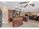 Open kitchen design with pendant lighting, center island, and views into the living room at 8208 Fritzen Ave, Las Vegas, NV 89131