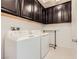 Well-equipped laundry room featuring modern appliances and ample cabinet storage for organized convenience at 12546 Mosticone Way, Las Vegas, NV 89141