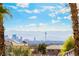 Distant view of the city skyline framed by palm trees from an elevated position on a clear, sunny day at 1407 Fields St, Las Vegas, NV 89142