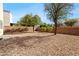 Low-maintenance backyard featuring desert landscaping, mature trees, and block wall at 2333 Silver Crew Pass, Henderson, NV 89052