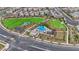 Aerial view of a neighborhood park and playground near homes in a Gathering-friendly community at 334 Laurel Peak Dr, Henderson, NV 89015