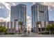 Stunning exterior view of the luxury Veer Towers in City Center Las Vegas with palm trees at 4575 Dean Martin Dr # 2701, Las Vegas, NV 89103