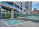 Hot tub featuring blue mosaic tile and metal rails at 4575 Dean Martin Dr # 2701, Las Vegas, NV 89103