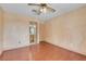 Comfortable bedroom with wood flooring and neutral colors at 8024 Hackberry Dr, Las Vegas, NV 89123