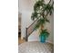 Bright entryway showcasing a staircase with iron railings and a decorative potted palm tree at 9496 Wild Valley Ave, Las Vegas, NV 89148