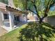 Lush backyard featuring a covered patio, green lawn, and shade tree at 10400 Beachwalk Pl, Las Vegas, NV 89144