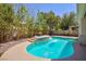 Backyard pool showcasing a tranquil waterfall feature and beautiful landscaping at 1246 E Gary Ave, Las Vegas, NV 89123