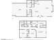 Two-story floor plan featuring a garage, kitchen, living room, bedrooms and multiple bathrooms at 4650 Ridgeley Ave # 103, North Las Vegas, NV 89084