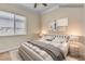Cozy bedroom featuring a soft bed, two side tables with lamps, and two abstract artworks at 7505 Java Sparrow St, North Las Vegas, NV 89084