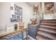 Stylishly decorated staircase leading to the upper level at 8113 Misty Canyon Ave, Las Vegas, NV 89113