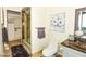 Bathroom featuring glass shower, marble countertop and decorative artwork at 9101 Alta Dr # 507, Las Vegas, NV 89145