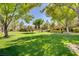 Beautiful community park with lush green grass, mature trees, and a charming gazebo at 936 Viscanio Pl, Las Vegas, NV 89138