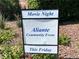 Sign indicating upcoming 'Movie Night', a community event at Aliante this Friday at 2112 Merganser Ct, North Las Vegas, NV 89084