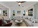 Cozy living area boasts natural light, comfortable seating, and stylish decor with a ceiling fan at 436 Trevinca St, Las Vegas, NV 89138