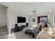 Comfortable living room with TV, couch, and balcony access at 436 Trevinca St, Las Vegas, NV 89138
