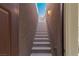 Outdoor staircase with light colored steps and a metal handrail, leading to rooftop at 436 Trevinca St, Las Vegas, NV 89138