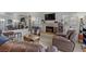 Cozy living room with stone fireplace and ample seating, creating an inviting atmosphere at 4998 Schumann Dr, Las Vegas, NV 89146