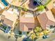Aerial view of a home with a private pool and backyard, showcasing its layout and outdoor amenities at 1813 Arch Stone Ave, North Las Vegas, NV 89031