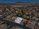 Overhead aerial view of a single Gathering home with solar panels, desert landscaping, and RV parking at 4644 Canna Dr, Las Vegas, NV 89122