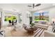 Bright living room featuring a comfortable seating area, a stylish rug, and views of the outdoor landscape at 5067 Pensier St, Las Vegas, NV 89135