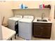 Well-equipped laundry room with washer, dryer, sink, and storage at 6009 La Coste St, North Las Vegas, NV 89081