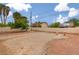 Large backyard surrounded by block wall with red dirt, potential for customizing and creating the perfect outdoor space at 604 N Torrey Pines Dr, Las Vegas, NV 89107