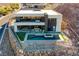 Aerial view of house featuring a pool with spa and great outdoor dining area at 609 Sleeping Dragon Dr, Henderson, NV 89012