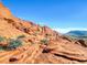 A scenic view of the unique Red Rock Canyon geological formations on a sunny day with clear skies at 11228 Hedgemont Ave, Las Vegas, NV 89138