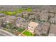 Scenic aerial view of home with manicured lawn in a planned community at 1887 Hollywell St, Las Vegas, NV 89135