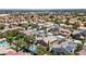 High-angle perspective of a vibrant community with diverse housing options, mature trees, and neighborhood charm at 2113 Waterbury Ln, Las Vegas, NV 89134