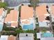 Aerial view showcasing a home with a backyard featuring a pool and spa at 2753 Devita Cir, Las Vegas, NV 89117