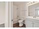 The renovated bathroom features an updated vanity, bath tub, and shower at 3151 Soaring Gulls Dr # 2081, Las Vegas, NV 89128