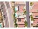 Bird's eye view featuring backyard swimming pools and orderly street lined with well maintained homes at 3913 Ricebird Way, North Las Vegas, NV 89084