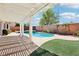 Wonderful backyard with a covered patio overlooking a beautiful pool and manicured artificial grass at 3913 Ricebird Way, North Las Vegas, NV 89084