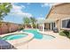 Stunning backyard with a sparkling pool, spa, covered patio, and well-maintained landscaping at 3913 Ricebird Way, North Las Vegas, NV 89084