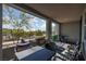 This covered patio features comfortable seating and beautiful views of the community at 494 Mahogany Ridge St, Las Vegas, NV 89138