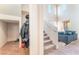 Entryway featuring high ceilings, staircase, and coat closet at 5852 Clear Haven Ln, North Las Vegas, NV 89081