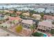 Aerial view of homes with pools and mature desert landscaping, surrounded by commercial properties at 7756 River Mist Ct, Las Vegas, NV 89113