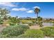 Scenic view of the golf course and distant mountains at 9552 Gold Bank Dr, Las Vegas, NV 89134