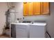 Functional laundry room with washer, dryer, and water heater, providing convenience and efficiency at 1782 Black Fox Canyon Rd, Henderson, NV 89052