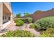 Landscaped backyard with desert plants, rock beds, and privacy wall, offering a serene outdoor space at 1963 Dakota Lodge Ave, Las Vegas, NV 89123