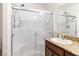 Modern bathroom featuring a glass-enclosed shower and sleek fixtures at 2213 Chandler Ranch Pl, Laughlin, NV 89029