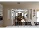 Elegant dining room with decorative pillars and stylish chandelier at 325 Wild Plum Ln, Las Vegas, NV 89107