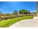 Expansive backyard featuring lush lawn, mature trees and privacy fence at 5000 Linkside Dr, Las Vegas, NV 89130
