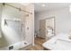 Modern bathroom featuring glass enclosed shower, a view of the main bedroom, and luxury finishes at 5000 Linkside Dr, Las Vegas, NV 89130